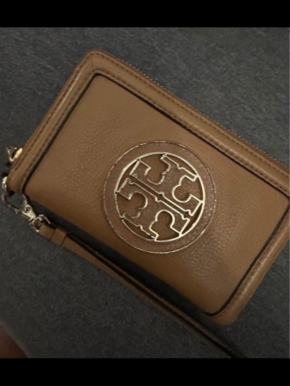 Tory Burch Tan Leather Zip Around Wallet